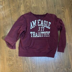 American Eagle Outfitters Distressed  Burgundy Graphic Sweatshirt M
